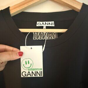 GANNI Responsible Oversized T-Shirt Dress in Black | Organic Cotton | NWT